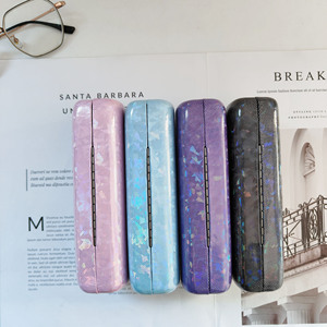 Estuche para gafas con diseño de estrellas brillantes y elegantes, rectangular, con tapa de metal, azul cielo, rosa, violeta oscuro, negro, de 6 a 8,9 pulgadas, para estudiantes - Product Image 2