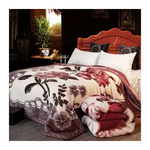 Raschel Manta Doble Grueso Floral Rectangular Invierno Cálido Suave Lujo Punto Raschel Manta