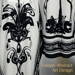 Nuova Abaya Stampata per Donne Mediorientali, Elegante Vestito Musulmano Ampio e Comodo - Product Image 5