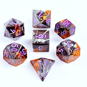 Ensemble de dés de jeu polyédriques <span class=keywords><strong>DND</strong></span> à bords tranchants en résine imprimée <span class=keywords><strong>squelette</strong></span> d'Halloween, personnalisé en usine, 7 pièces, accessoires de jeu de rôle de table - Product Image 4