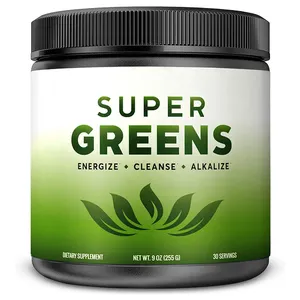 Venda por atacado oem vegan pó orgânico do suco do alimento que melhora a imunidade vitaminas super greens pó com fórmula alcalizadora