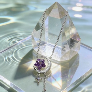 Nuevo Diseño de Alta Calidad, Collar con Colgante de Plata de Ley 925 con Amatista Natural en Bruto, Color Púrpura Estrella, para Mujer, Feng Shui - Product Image 2