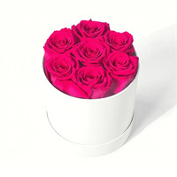 Boîte-cadeau de fleurs préservées en forme de seau, rose pour Noël, la Saint-Valentin, la fête des mères, la remise de diplôme, l'anniversaire - Longue durée 3-5 ans
