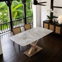 Ensemble de table à manger carrée en ardoise de style minimaliste nordique, 6 places, pour la salle à manger familiale
