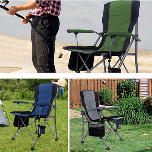 Chaise <span class=keywords><strong>de</strong></span> pêche d'extérieur grande taille avec porte-gobelet, sac latéral, dossier et accoudoirs, chaise <span class=keywords><strong>de</strong></span> camping pliable portable pour loisirs - Product Image 3