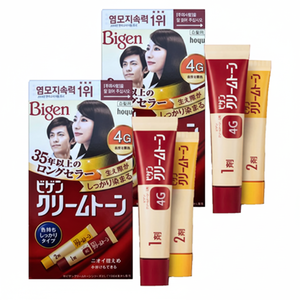 Bigen Creamton 4G Natural Sorrel Tinte para el cabello semipermanente Contenedor de plástico a base de aceite de hierbas sin amoníaco 2 piezas - Product Image 1