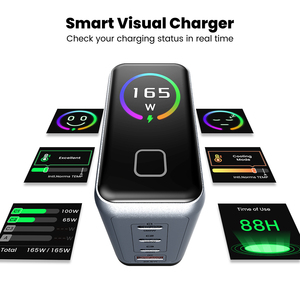 <span class=keywords><strong>Chargeur</strong></span> pliable 165W 140W GaN 100W <span class=keywords><strong>65W</strong></span> GaN PD pour mobile et ordinateur portable USB-C <span class=keywords><strong>rapide</strong></span> avec affichage, prise UK, chargeurs rapides USB-C - Product Image 4