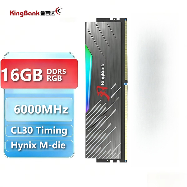 Brand New KingBank DDR5 RAM 16G 6000MHz Hynix M-die CL30 Memory RGB XMP 3.0 for Desktop PC in Stock