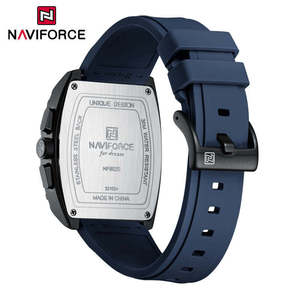 Montres pour hommes NAVIFORCE 8025 bleues multifonctions, quartz, sport, étanches, bracelet en silicone, montre-bracelet pour homme, calendrier, chronographe - Product Image 5