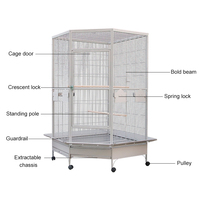 Cage verticale pour animaux de compagnie, forte et résistante à pousser à la main, pour perroquets et oiseaux, grand espace, élevage d'oiseaux, maison avec roues