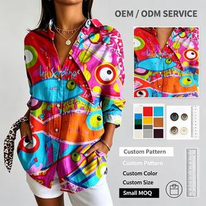 Nuova Camicia Estiva <span class=keywords><strong>da</strong></span> <span class=keywords><strong>Donna</strong></span> 2026 a Maniche Lunghe in Poliestere con Stampa 3D, Moda Europea e Americana per Uso Quotidiano - Product Image 2