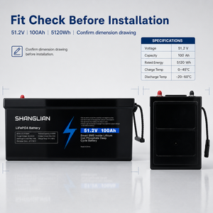 Bateria LiFePO4 51.2V 100Ah, Bateria de Fosfato de Ferro-Lítio 5.12kWh 48V com BMS Inteligente para Sistema Solar Residencial e Backup Off-Grid. - Product Image 2