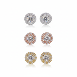 ต่างหูเม็ดกลมกระดุม925สเตอร์ลิงเงิน VVS Moissanite เครื่องประดับฮิปฮอป - Product Image 1