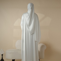 Abaya de Luxe en Satin Sans Couture, Ceinture à Pampilles Diamant, Élégant Ensemble 6 Pièces pour Femmes Musulmanes, Antistatique, Col Ouvert, Robe Ethnique Burqa