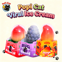 Es Krim PoPI CAT Popular Art 3D Virus Rasa Campuran Persik Anggur Mangga, Makanan Beku Rantai Dingin Grosir untuk Pesta, Kemasan 75g