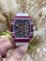 Montre mécanique automatique de luxe pour homme en fibre de carbone, avec tourbillon tonneau et réserve de marche, style sport