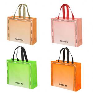 Sac fourre-tout personnalisé en non-tissé écologique, sac de courses réutilisable tendance avec poignées en coton, logo/impression PC, pour aliments moyens - Product Image 4