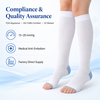 Bas de contention médicaux anti-embolie, style hospitalier, pour chirurgie, hauteur genou, personnalisables pour infirmières, compression 15-20 mmHg
