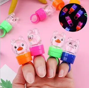 LED Bear Luminous Ring Adjustable Cartoon Flashing Ring Children Toys Finger Lights Promotion Gifts