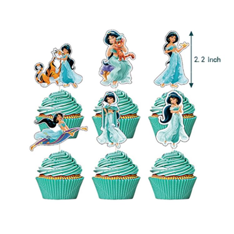 14 Toppers Principessa Per Torte - Decorazioni Compleanno Bambine Con Bastoncini Legno - Foto 8