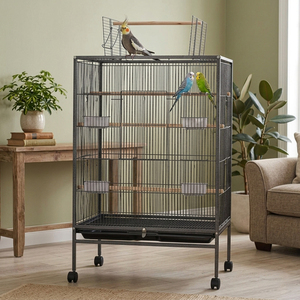 Grande cage à oiseaux <span class=keywords><strong>en</strong></span> métal avec support roulant, cage à perroquets d'intérieur/extérieur avec perchoirs, mangeoires, plateau amovible, <span class=keywords><strong>volière</strong></span> robuste pour animaux <span class=keywords><strong>de</strong></span> compagnie - Product Image 1