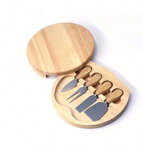 Juego de 4 utensilios de acero inoxidable transfronterizos con cuchillo de queso y espátula de metal, en caja de regalo de madera de caucho - Product Image 1