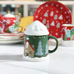 Nouvelles tasses en céramique mignonnes de Noël 2025, tasses à eau pour la maison, tasses de bureau avec couvercles - Product Image 6