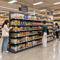 Étagère de présentation murale en métal robuste pour supermarché, gondole simple face noire, réglable pour magasin de détail et épicerie
