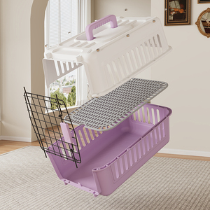 Cage de <span class=keywords><strong>transport</strong></span> pour animaux de compagnie en plastique PP écologique fabriquée en usine, 44x31x27cm, utilisation en <span class=keywords><strong>voiture</strong></span>, multi-usages, durable, boîte de <span class=keywords><strong>transport</strong></span> pour <span class=keywords><strong>chat</strong></span> et chien avec aérations - Product Image 3
