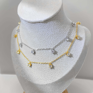 Collier tendance simple avec petite chaîne ronde en CZ, bijoux minimalistes plaqués or 18 carats, collier empilable disponible pour femmes - Product Image 1