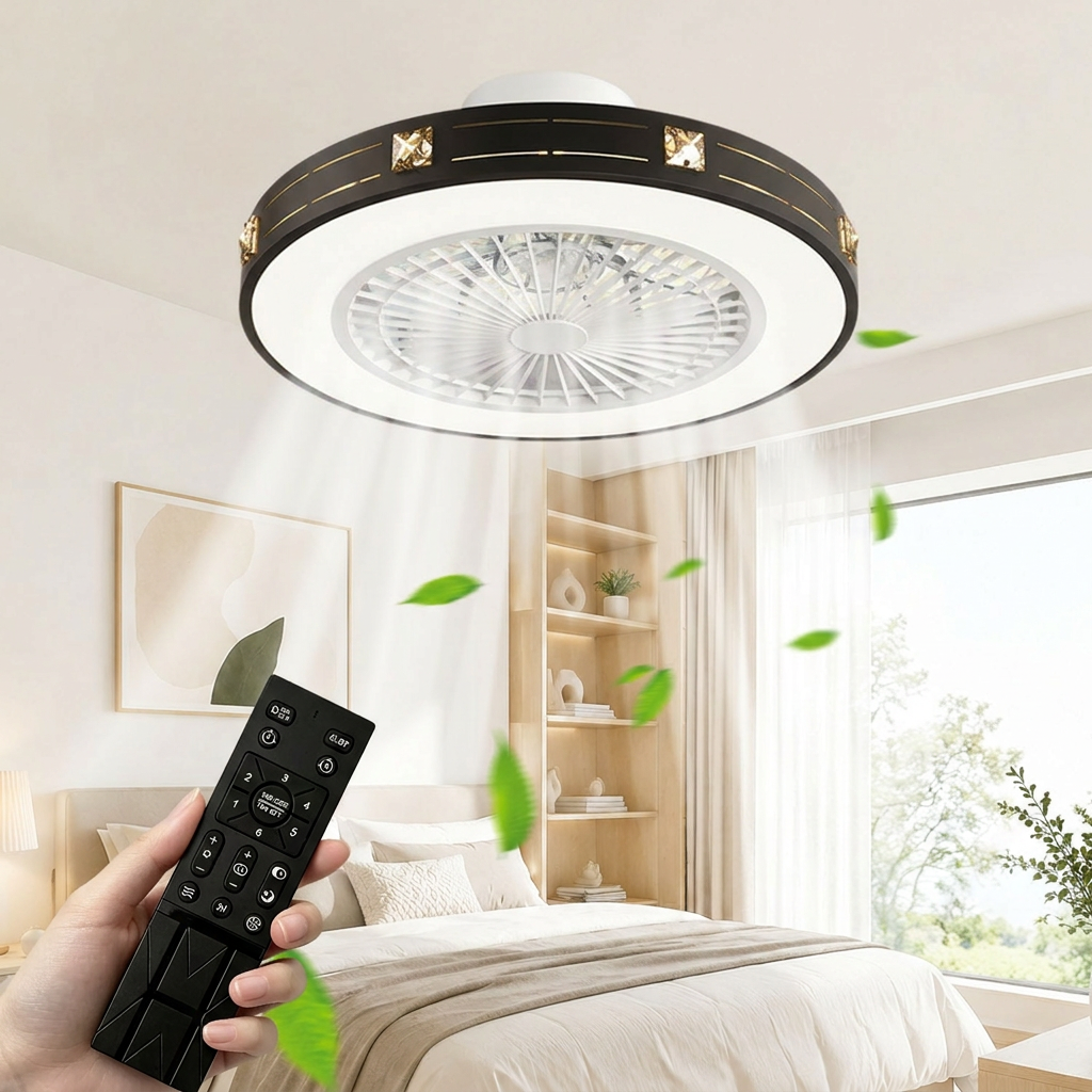 Macaron LED Ceiling Light with Fan Children Room Pink White Blue Dimmable 3 Color Temperature Nordic Decor