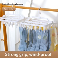Séchoir à chaussettes pliable en plastique, multi-clip, spécial vêtements de bébé, pour dortoir, balcon, sous-vêtements, avec pinces à chaussettes sans couture