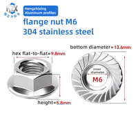 Écrou à bride hexagonale en profilé aluminium M5 M6 M8, acier au carbone, acier inoxydable, nickelé, classe 4.8 6.8