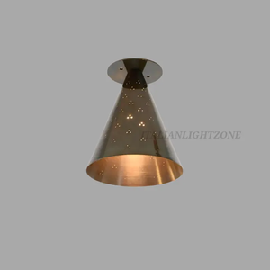 Minimalist Brass Flush Mount Cone Ceiling Light Handmade Small <b>Downlight</b> Fixture Mid Century Semi Flush Mount Lighting - Product Image 2