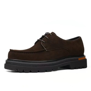 Men's Leather Loafers Round <b>Toe</b> <b>Caps</b> Trendy Office Shoes Handmade Leather Shoes Banquet Wedding Shoes Men Colored Suede - Product Image 1