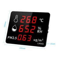 Termómetro Digital LX965-A con Sonda Integrada, Sensor PM2.5, Monitor de Calidad del Aire Multifunción con Pantalla de Tiempo para Almacén