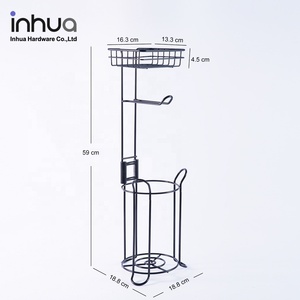 Large capacity black wrought iron paper towel rack standing disassembly storage rack bathroom supplies roll paper holder