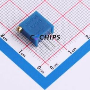 Résistance/potentiomètre réglable 3296X-1-504LF, composant traversant (THT)-3P, 9,5x4,9 mm, résistance 500 kOhm, 10 %, 500 mW, 250 ppm/ ℃ - Product Image 1