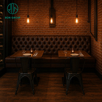 Chaise en métal Ron Group pour mobilier commercial, banquette en cuir capitonné, table carrée de luxe en bois massif pour restaurant