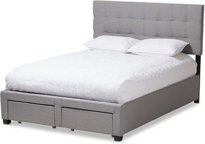 Grigio tessuto di colore Hight <span class=keywords><strong>testata</strong></span> con due drawes pulsante in tessuto di stoccaggio <span class=keywords><strong>letto</strong></span> imbottito - Product Image 2