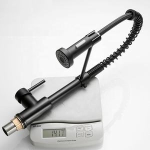 النحاس مقبض واحد ذراع واحد الربيع ماتي الأسود سحب أسفل بالوعة المطبخ مقبض واحد صنبور - Product Image 5