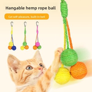 Juguete moderno para gatos con bola de sisal, para afilar <span class=keywords><strong>dientes</strong></span> y uñas, juguete colgante con nudo - Product Image 3