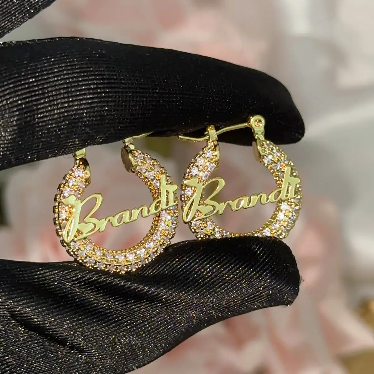 Envío Directo moda corazón circón diamante pendientes personalizados alfabeto letra nombre Acero inoxidable Corte pendientes