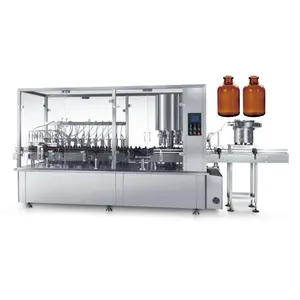 Fully automatic linear 30ml 50ml 100ml 250ml glass bottle filling and capping machine line for liquid oil