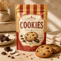 Sachets personnalisés imprimés pour biscuits, 250g, 500g, 1kg, avec fermeture éclair refermable, doublure en aluminium, barrière anti-humidité pour marques alimentaires