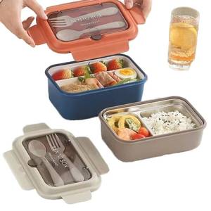 Factory Wholesales Durable Students Office Bento <b>Container</b> 304 Stainless Steel Insulated Lunch Box <b>Plastic</b> <b>Lid</b> Dual Tier Leak - Product Image 1