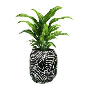 Pot de fleurs décoratif pour table, pot de fleurs d'intérieur pour bureau, salon, support de verdure noir, décoration élégante - Product Image 2