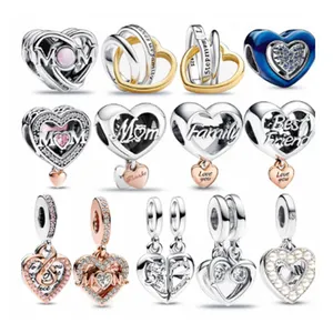 New Design Mothers Day Gifts 925 Sterling Silver Mum Mummy Heart Love Pendant Beads Charms For Jewelry Making