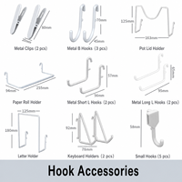 Accessoires pour panneaux perforés multi-usages, crochets et paniers sans perçage pour l'organisation de la cuisine, de la salle de bain et de la chambre à coucher