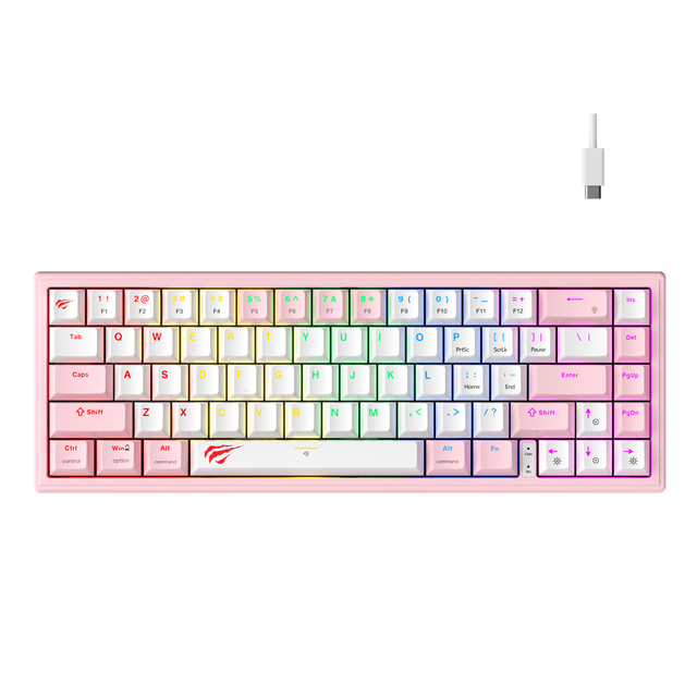 Havit KB874L Professional 67 Keys Blue Switch Wired Mechanical Hot Swap USB Backlit RGB Mechanical Gaming Keyboard